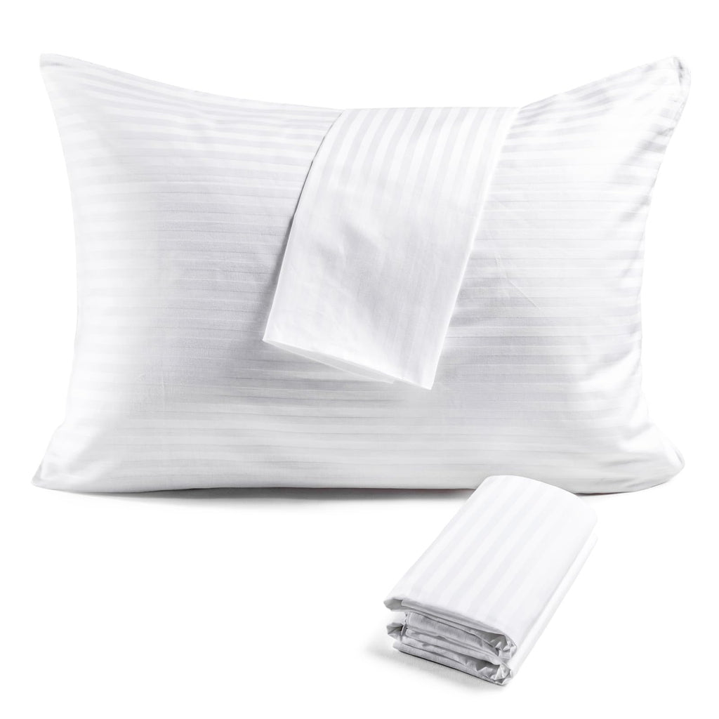 Faunna Zippered Pillow Protectors Cover Soft Comfortable Sateen 100% Long Staple Cotton Quiet And Breathable Bed Pillowcase Quee