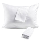 Faunna Zippered Pillow Protectors Cover Soft Comfortable Sateen 100% Long Staple Cotton Quiet And Breathable Bed Pillowcase Quee
