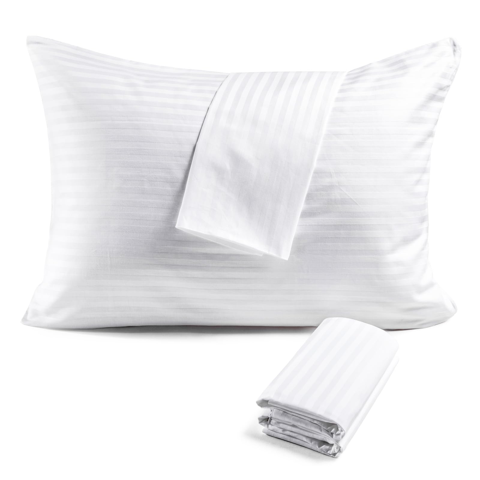 Faunna Zippered Pillow Protectors Cover Soft Comfortable Sateen 100% Long Staple Cotton Quiet And Breathable Bed Pillowcase Stan