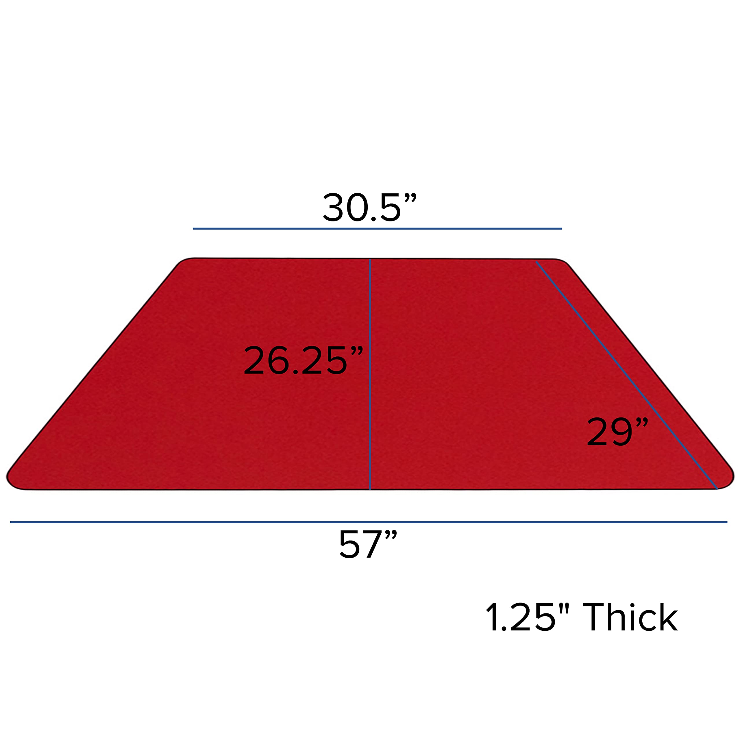 Flash Furniture Mobile 29''W X 57''L Trapezoid Red Thermal Laminate Activity Table - Height Adjustable Short Legs