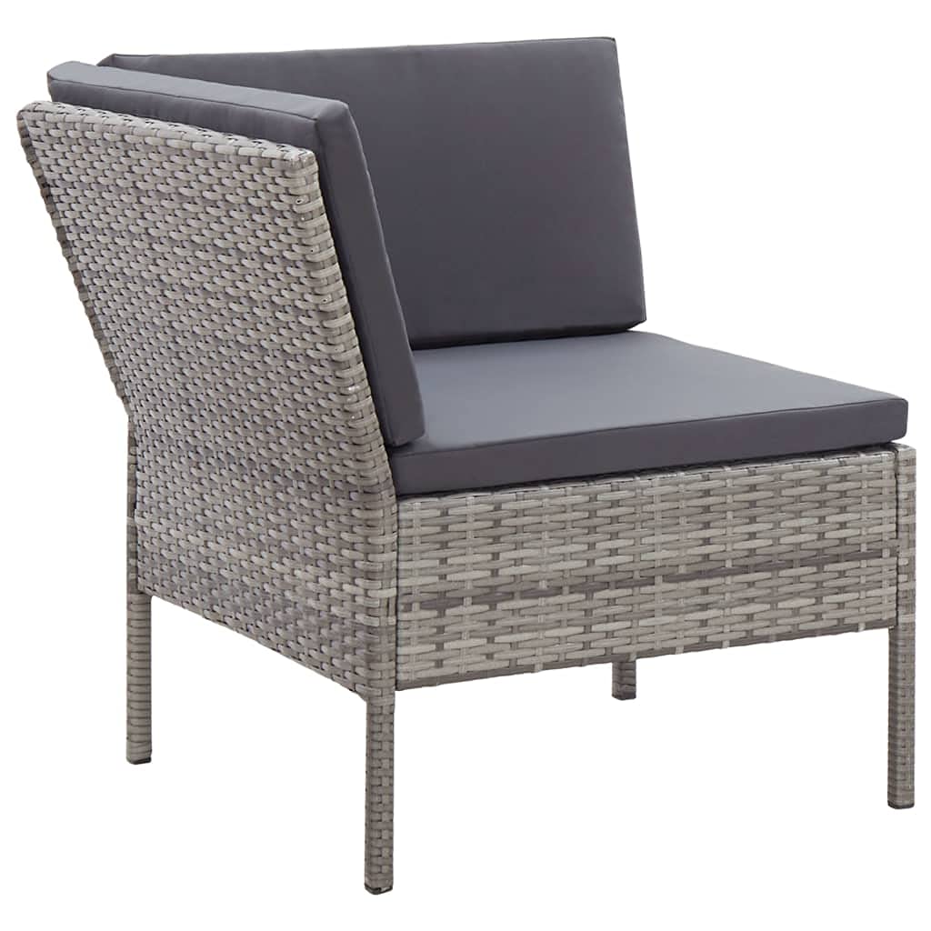 vidaXL - Durable 6 Piece Patio Lounge Set with Cushions, Weather Resistant Poly Rattan Construction, Comfortable Cushioning, Easy Maintenance, Modular Design for Customizable Layouts, Gray
