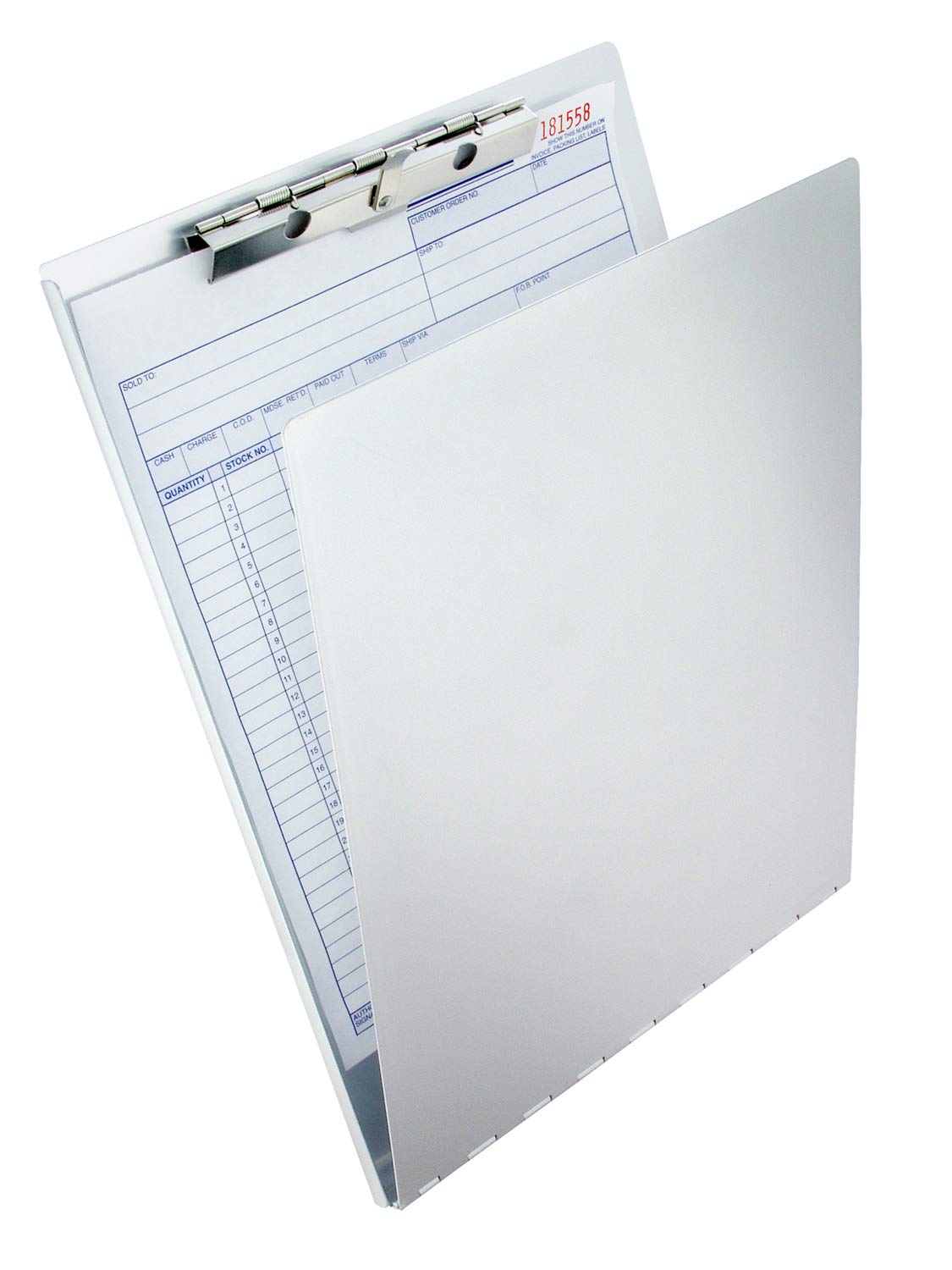 Saunders Aluminum Clipboard With Writing Plate, 0.5' Clip Capacity, Holds 8.5 X 11 Sheets, Silver
