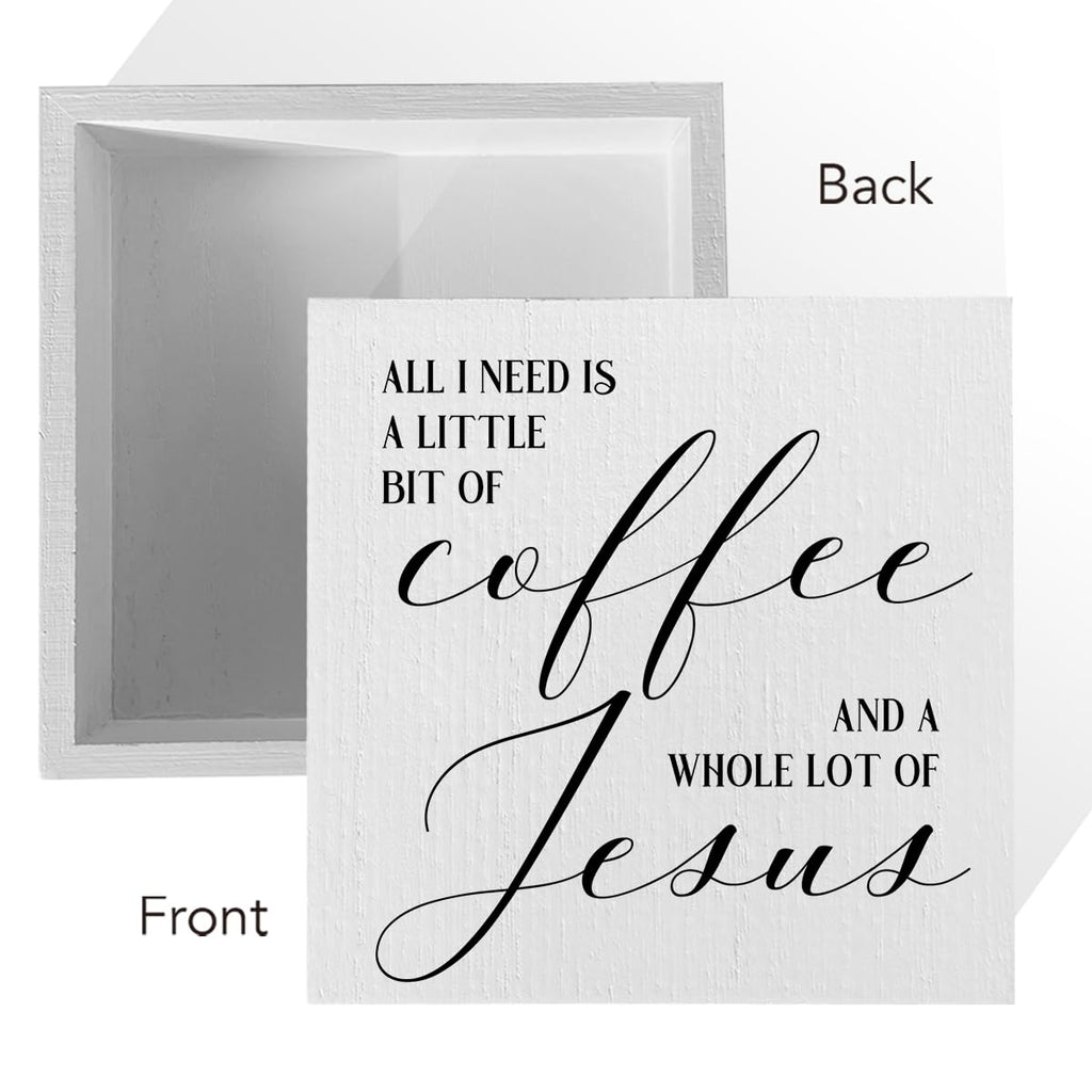 Christian Coffee Table Decor Rustic Desk Decor Coffee Station Accessories Coffee Bar Sign Farmhouse Wood Box Sign Coffee Corner