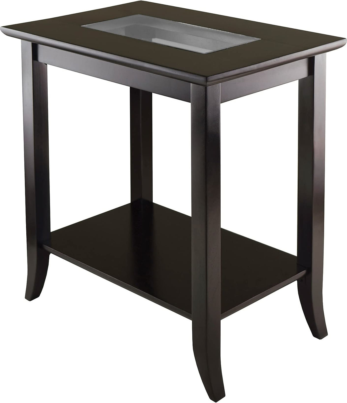 Winsome Genoa 25.04 x 23.94 x 16.3-Inch Composite Wood End Table With Glass Top, Dark Brown (92419)