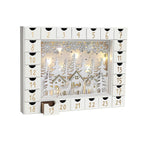 PIONEER-EFFORT Christmas Wooden Advent Calendar with 24 Drawers to Fill Small Gifts Christmas Scene with LED Lights Countdown to