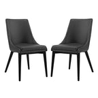Modway Viscount Mid-Century Modern Faux Leather Upholstered Two Dining Chairs In Black