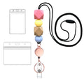Retractable Badge Reel With Lanyard, Silicone Beaded Lanyards For Id Name Card, Cute Badge Reel With 2 Badge Holders, Necklace B