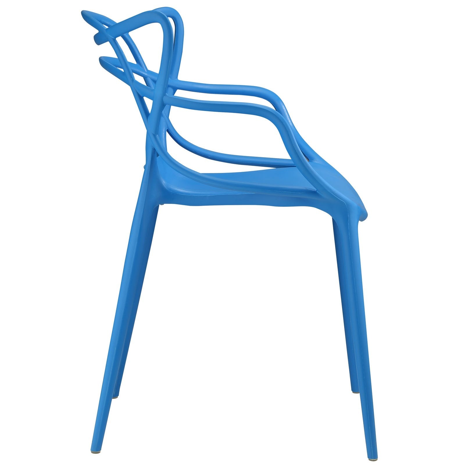 Modway Entangled Modern Molded Plastic Kitchen and Dining Room Arm Chair in Blue - Fully Assembled