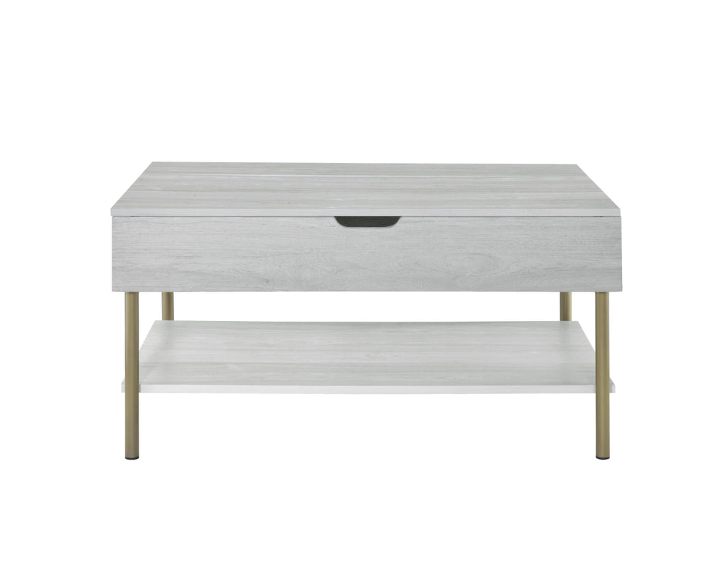 Steve Silver Furniture Whitman Lift Top Cocktail Coffee Table, Living Room, Mid-Century Modern, Bottom Storage Shelf, 36" L x 26" W x 18" H, Weathered White