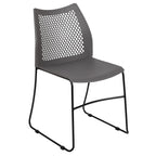 Flash Furniture Hercules Series 661 Lb. Capacity Gray Stack Chair With Air-Vent Back And Black Powder Coated Sled Base