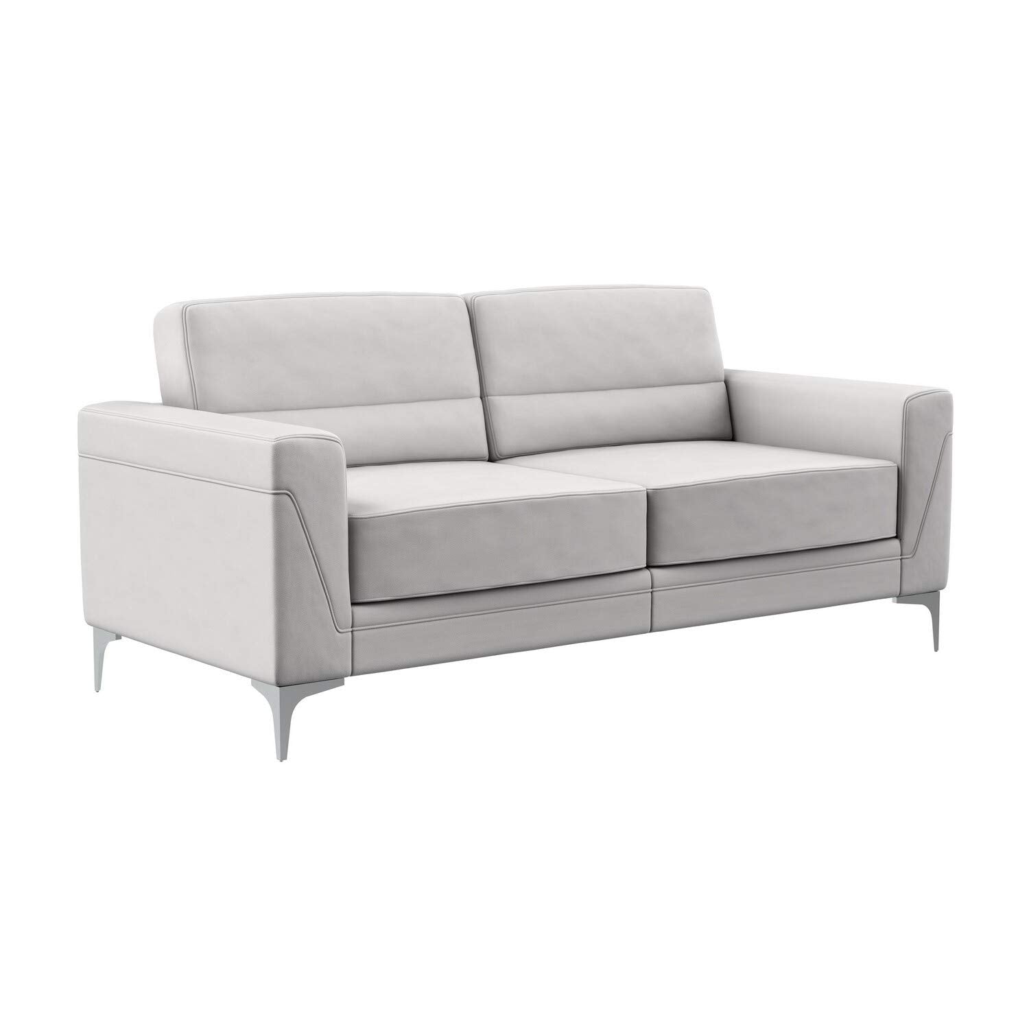Global Furniture USA U6109 Light Gray Fabric PVC Sofa with Metal Legs