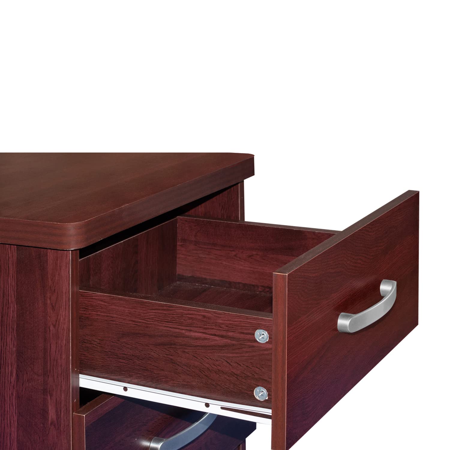 Better Home Products Cindy Faux Wood 2 Drawer Nightstand in Mahogany
