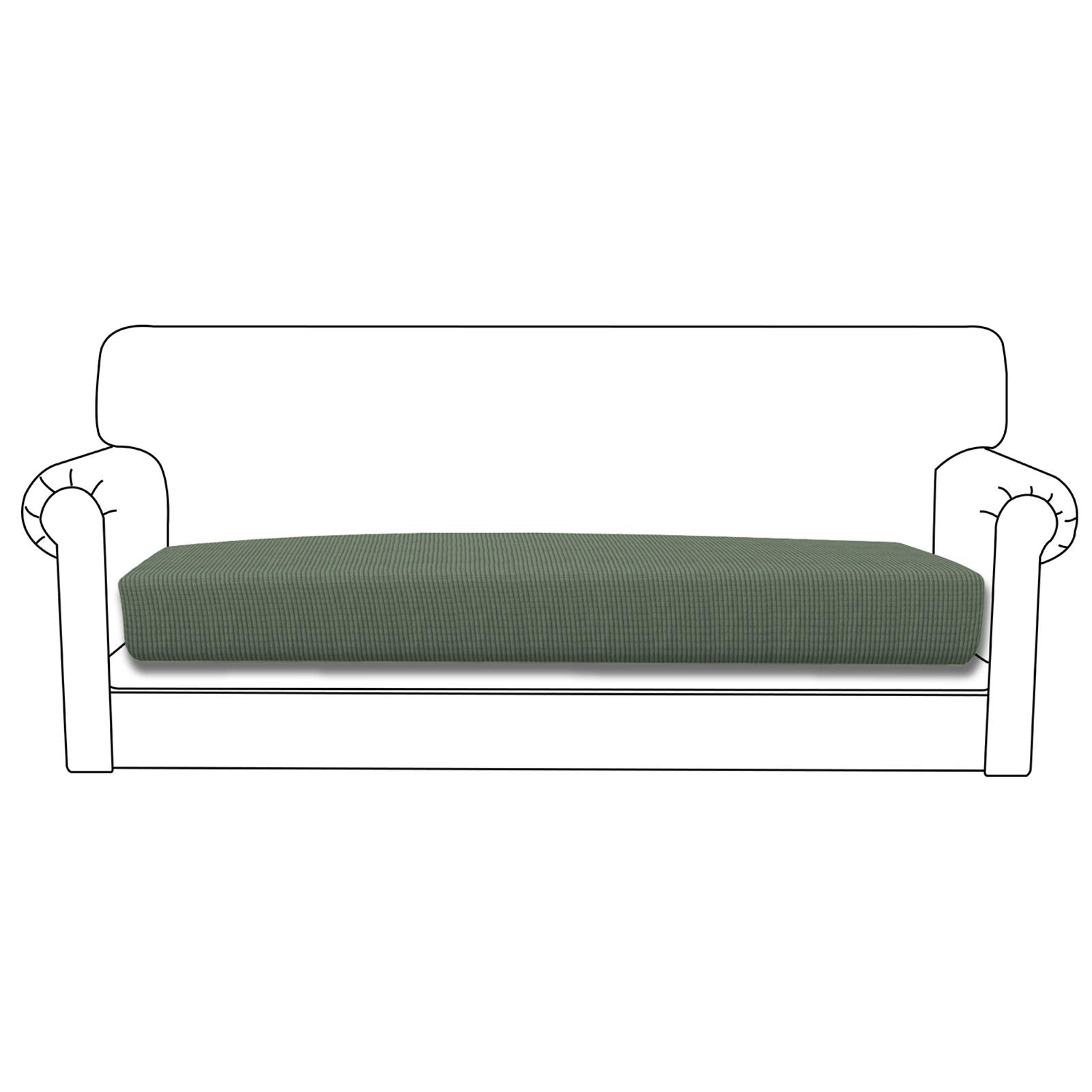 Easy-Going Stretch Cushion Cover Sofa Cushion Furniture Protector Sofa Seat Sofa Slipcover Sofa Cover Soft Flexibility With Elastic Bottom( Sofa Cushion,Greyish Green)