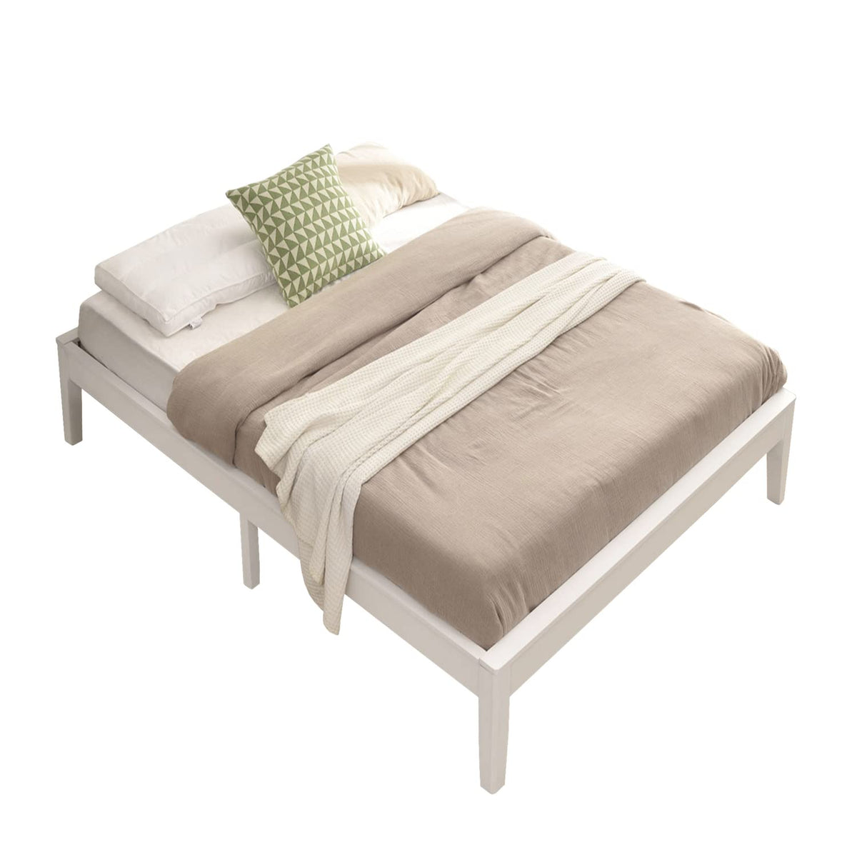 Better Home Products Stella Solid Pine Wood Twin Platform Bed Frame In White