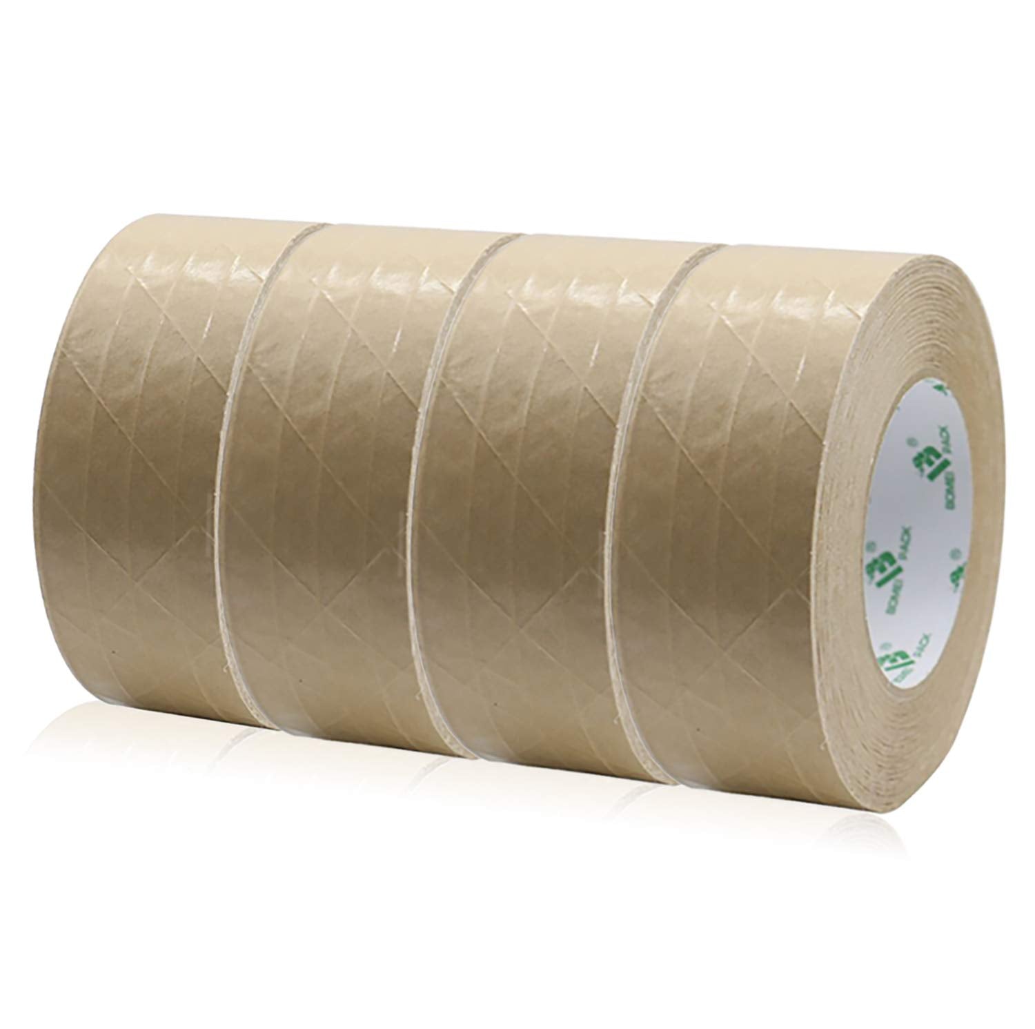4Rolls Self Adhesive Reinforced Kraft Packing Paper Tape, 2Inch* 55Yds, Total 220Yds Gummed Tape For Heavy Duty Box Packing, Shi