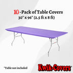 Kwik-Covers Rectangular Plastic Table Covers 8' Bundle Of 10 With One Hundred Forty (140) Ohm Commerce Paper Napkins - Indoor Or Outdoor Fitted Table Covers (Table Not Included)