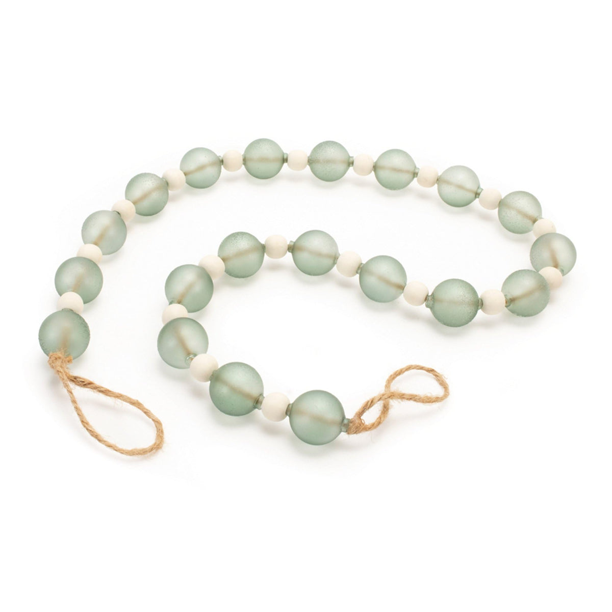 Melrose Bead Christmas Garlands - 45' - Green and White - Set of 2