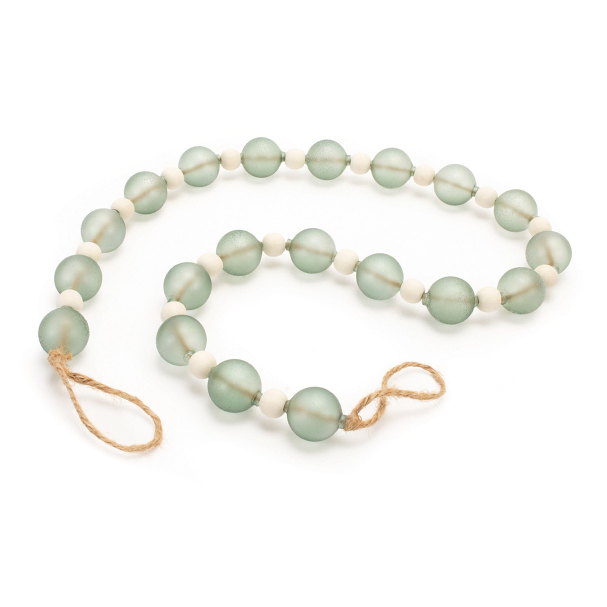 Melrose Bead Christmas Garlands - 45' - Green and White - Set of 2