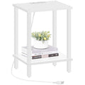 Tutotak End Table With Charging Station, Small Side Table With Outlets, Nightstand Bedside Table, 2-Tier Storage Shelf, Couch Side Table For Small Space, Living Room, Bedroom, White Tb01Bw040