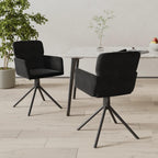 vidaXL Set of 2 Swivel Dining Chairs Black Velvet - Luxurious Material - Modern Design - Comfortable Foam Filling - Velvet Upholstered Seats with Armrests