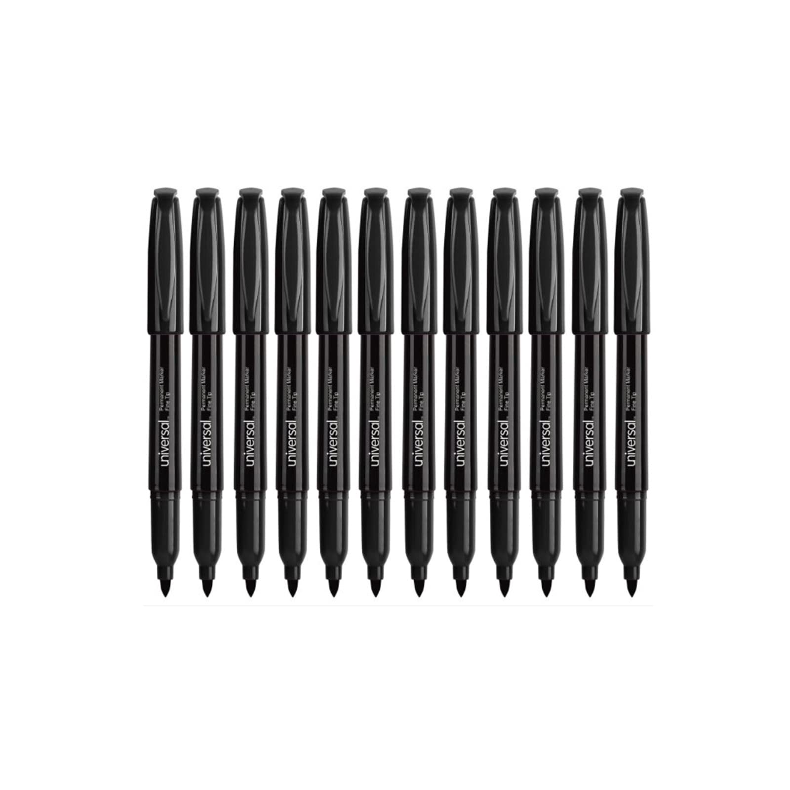 Unv07071 Universal Pen Style Permanent Markers, Fine Point, Black, Dozen