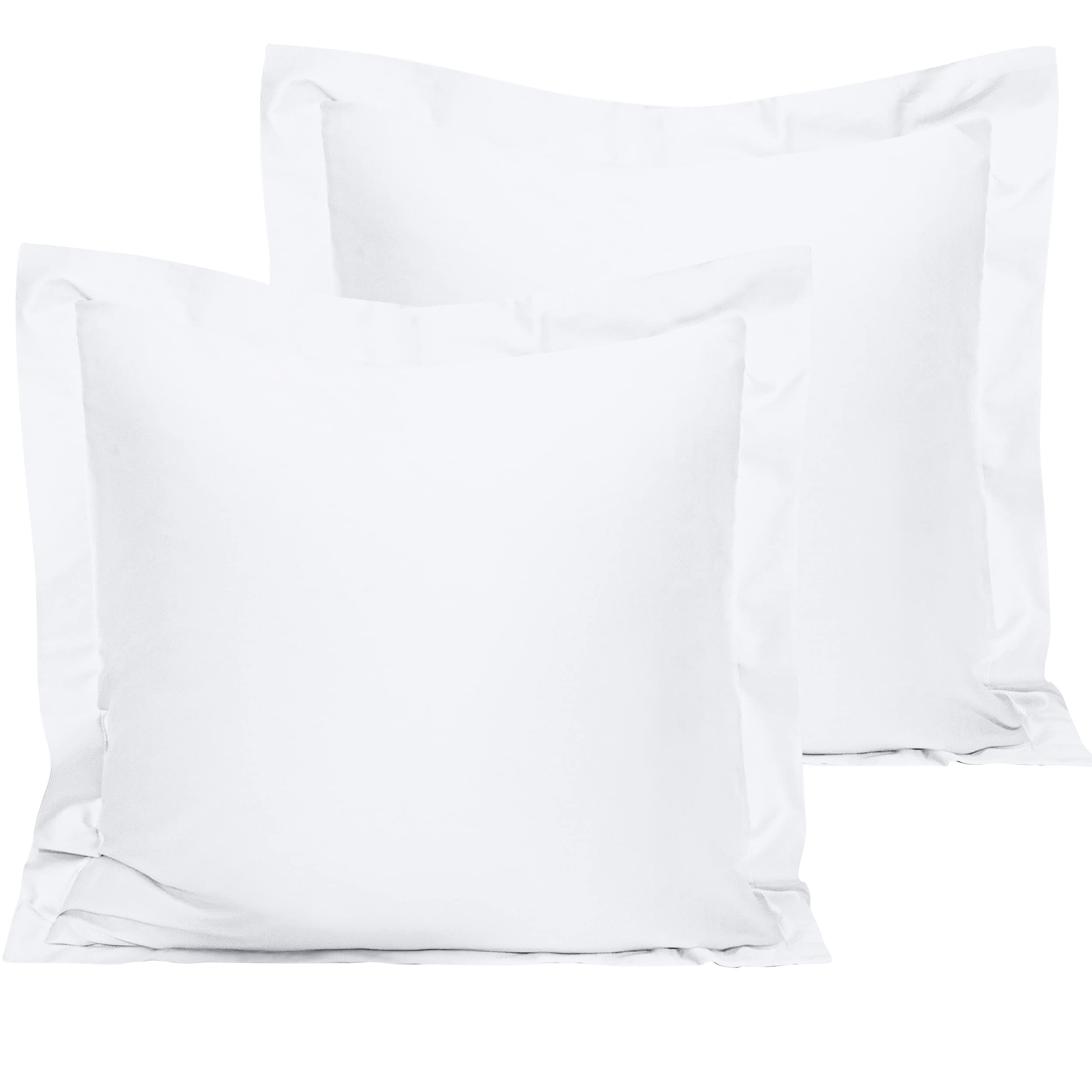 Ntbay 2 Pack 500 Thread Count 100% Egyptian Cotton Euro Pillow Shams, Super Soft And Breathable European Throw Pillow Covers, Square Pillow Cases, 26X26 Inches, White