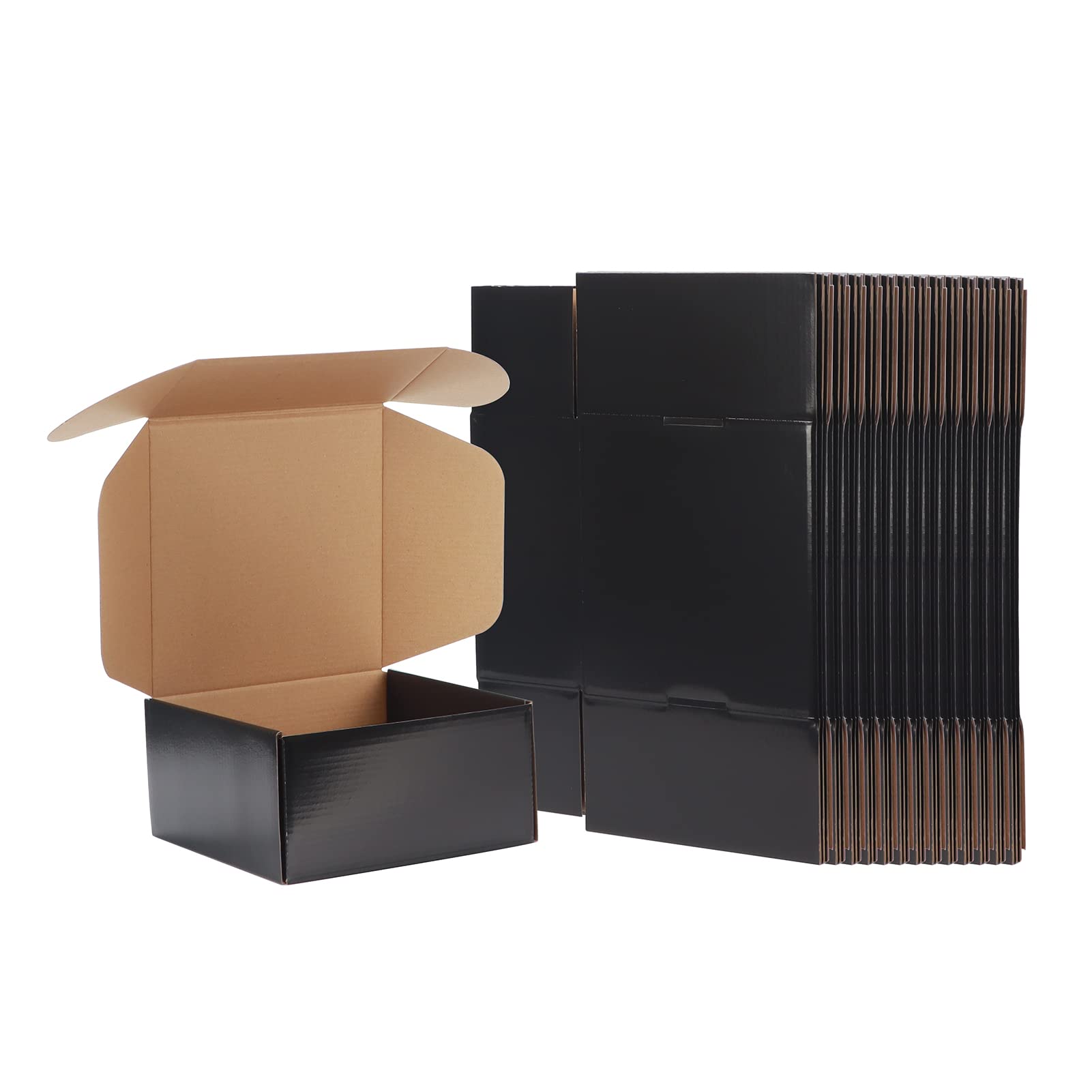 Exyglo Shipping Cardboard Boxes For Small Business, Packing And Mailing, 8X8X4 - Pack Of 25, Black