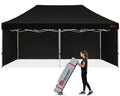 Mastercanopy Heavy Duty Pop-Up Canopy Tent With Sidewalls (10X20,Black)