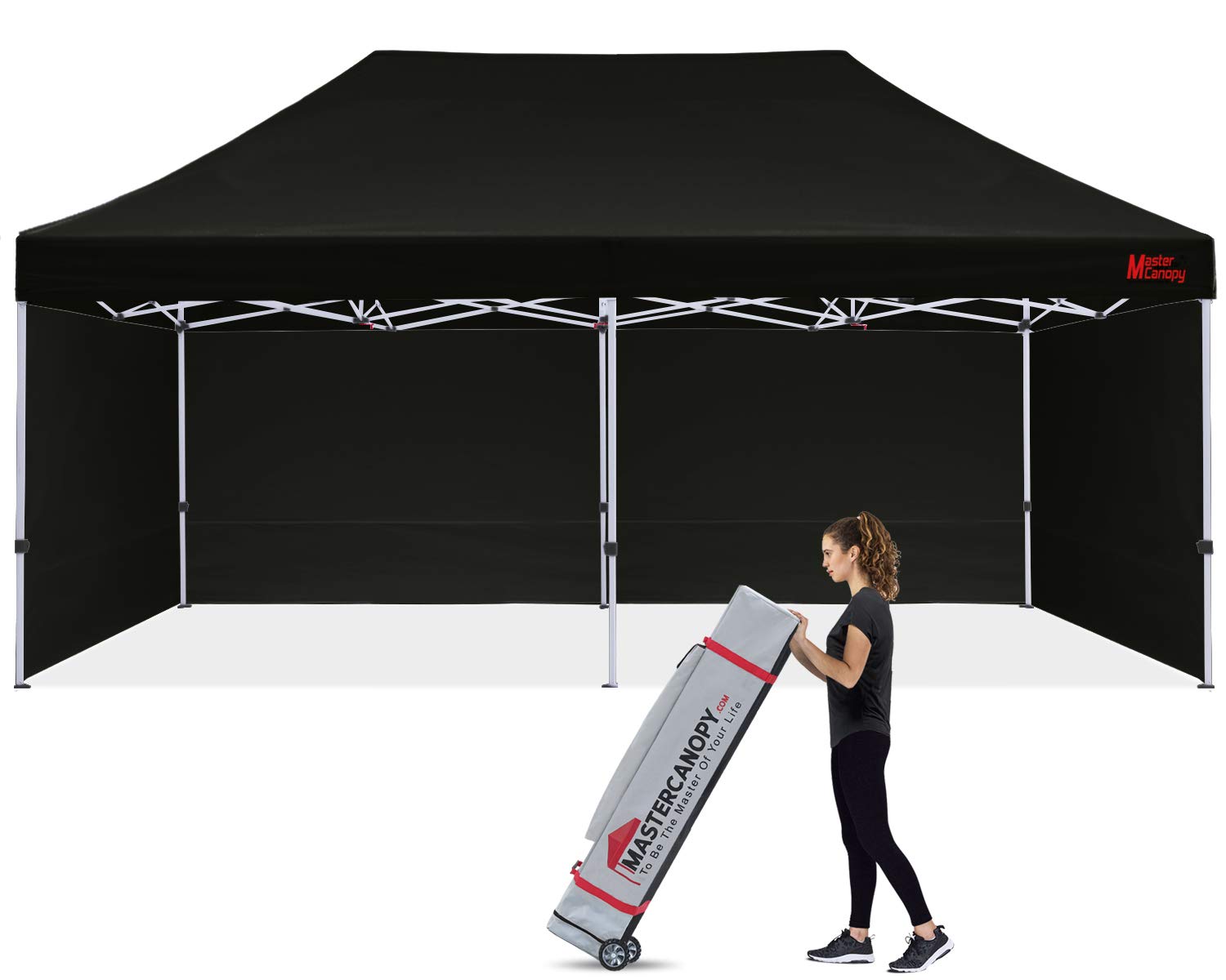 Mastercanopy Heavy Duty Pop-Up Canopy Tent With Sidewalls (10X20,Black)
