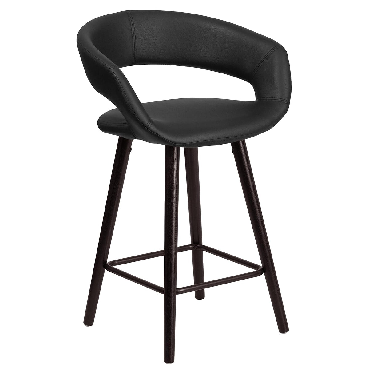 Flash Furniture Brynn Series 24'' High Contemporary Cappuccino Wood Counter Height Stool In Black Vinyl