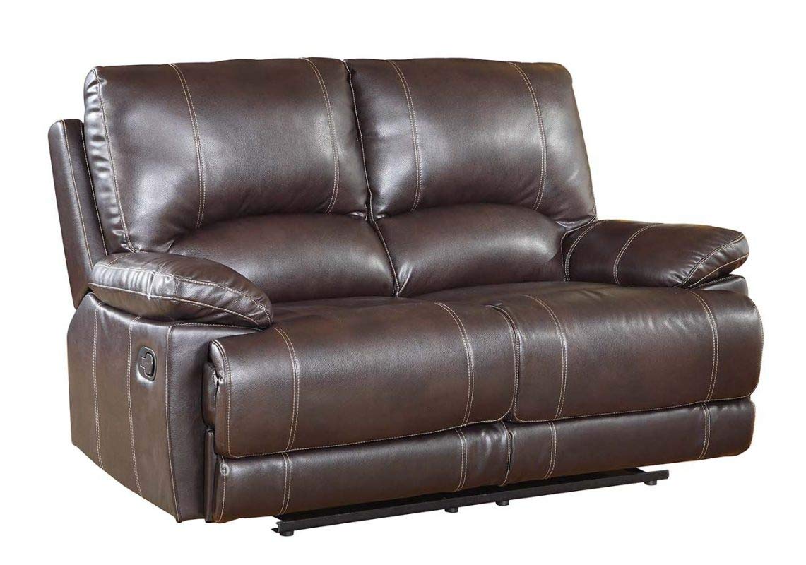 HomeRoots 41' Stylish Brown Leather Loveseat