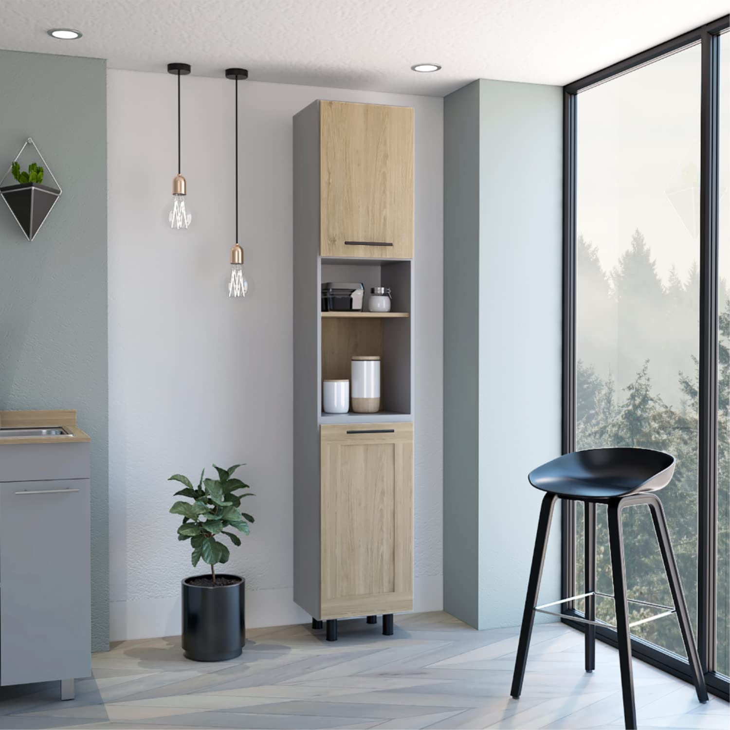 Blade Kitchen Pantry, Six Shelves, Double Door