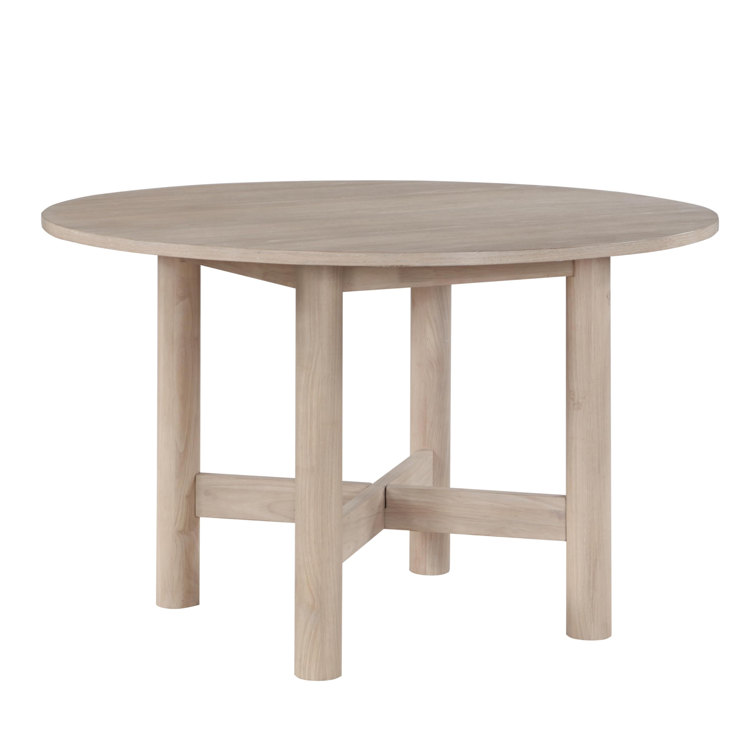 Steve Silver Furniture Gabby Round Dining Table, Contemporary/Modern Design, 48-Inch Round, Dining Room, Seats up to 4, Tubular Legs, 48" W x 48" L x 30" H, Washed Oak