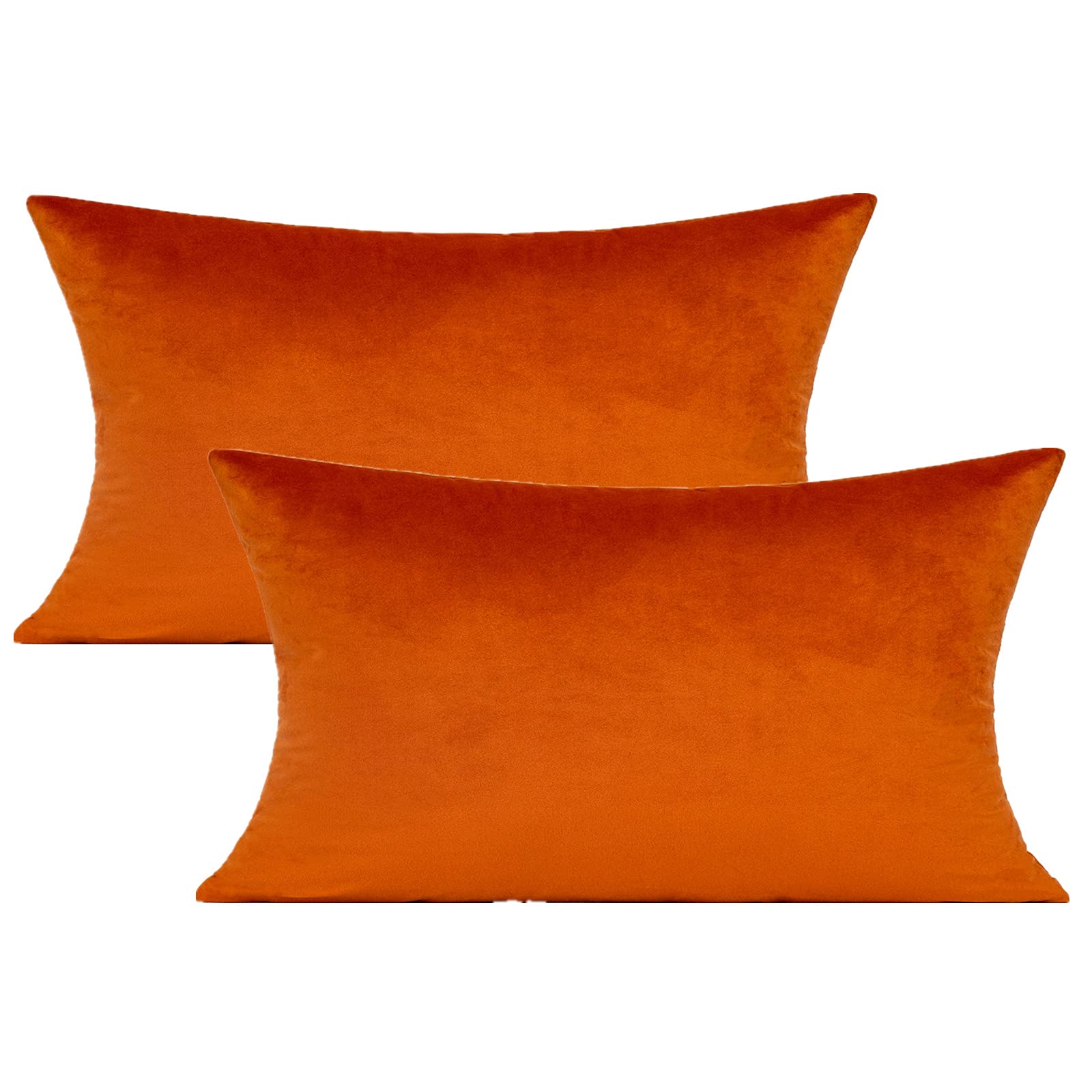 12X20 Set Of 2 Fall Burnt Orange Throw Pillow Covers Decorative Velvet Lumbar Rectangle Decoration Cushion Covers Home Bedroom D