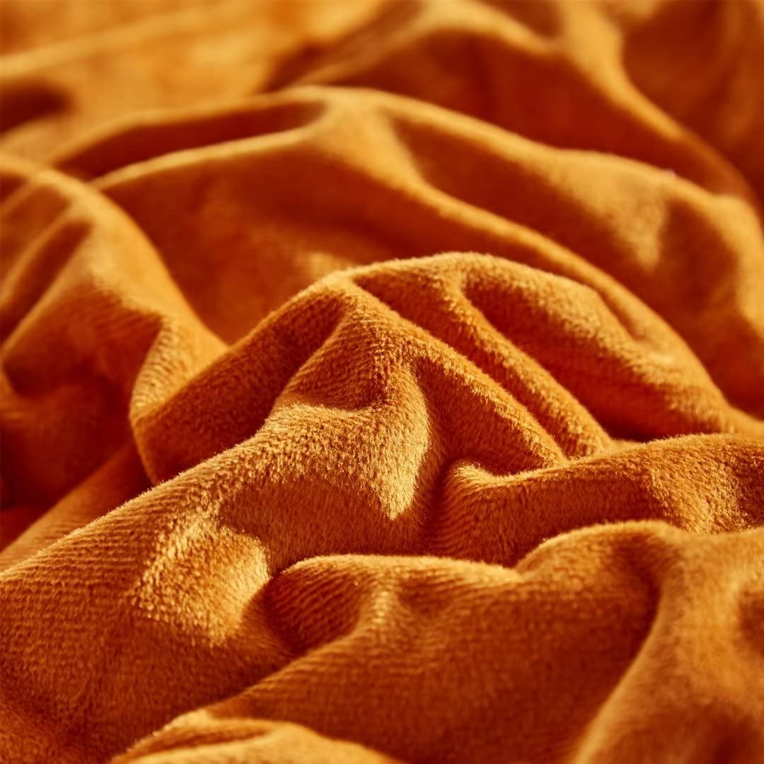 CLOTHKNOW Burnt Orange Velvet California King Comforter Set - Soft Fluffy Terracotta Bed Cover for Ultimate Comfort