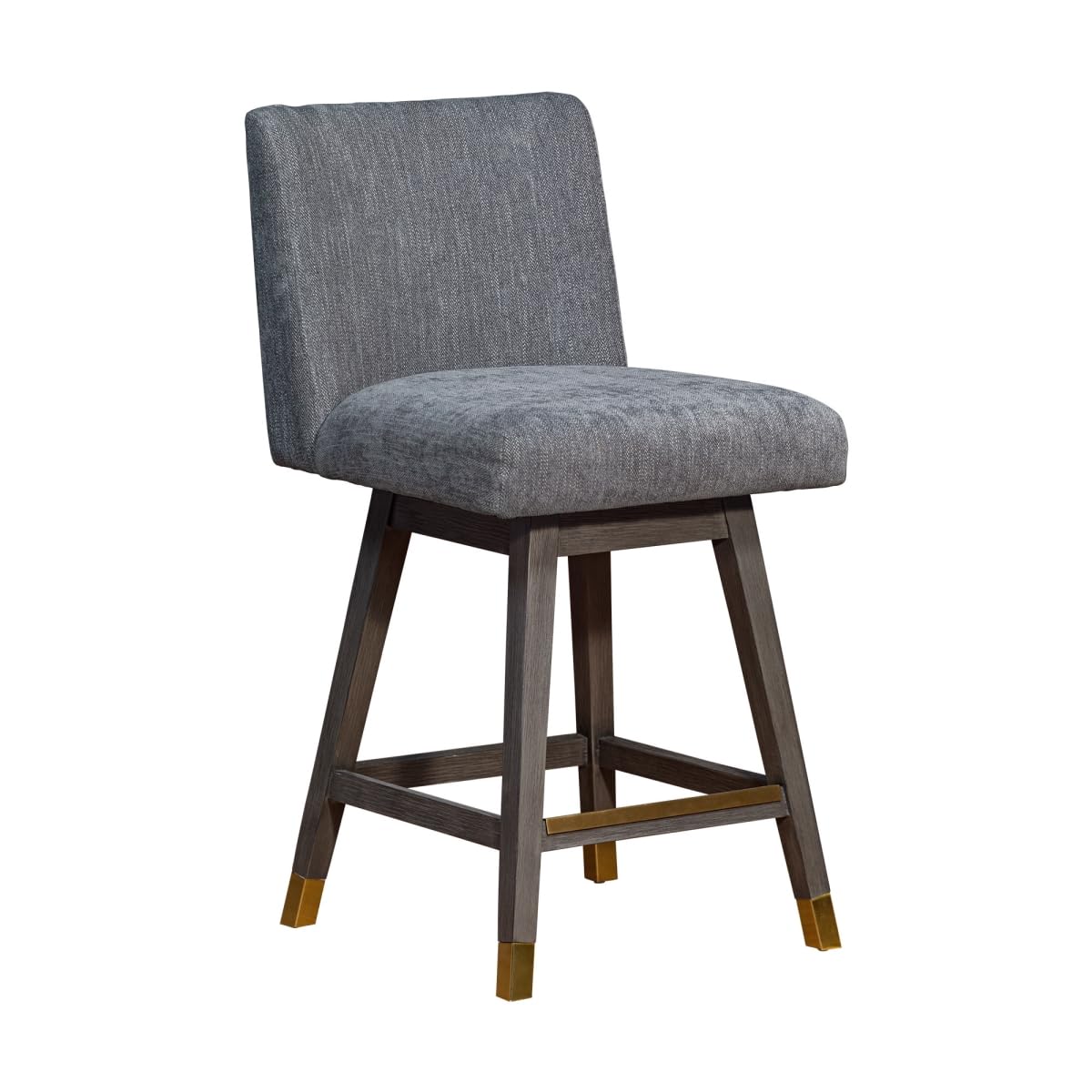 HomeRoots 491367 26 in. Solid Wood Swivel Bar Height Bar Chair with Footrest Gray