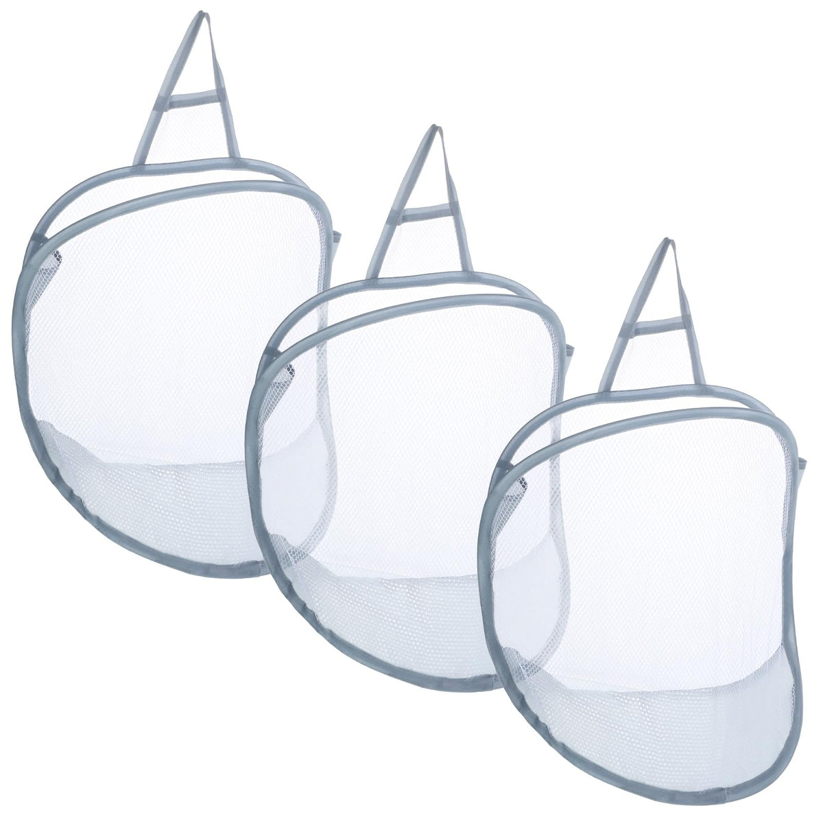 HJZHII 3 Pack Mesh Hanging Laundry Hamper, Small Foldable Laundry Baskets