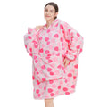 Aemilas Wearable Blanket Hoodie - Strawberry Sherpa Oversized Blankets Sweatshirt For Women Men, Warm Fuzzy Hooded Blanket With