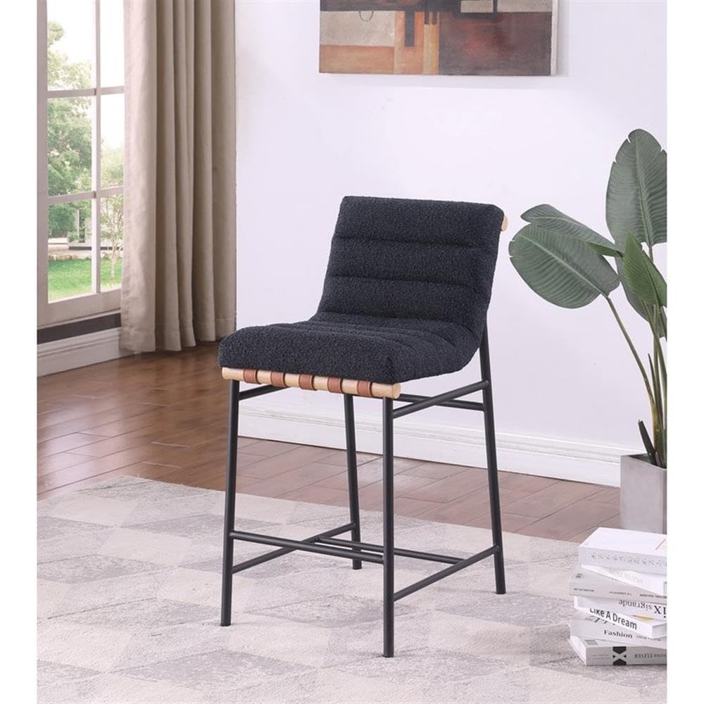 LILOLA LIVING Lahni Counter Height Chair Black Boucle Fabric 18"W