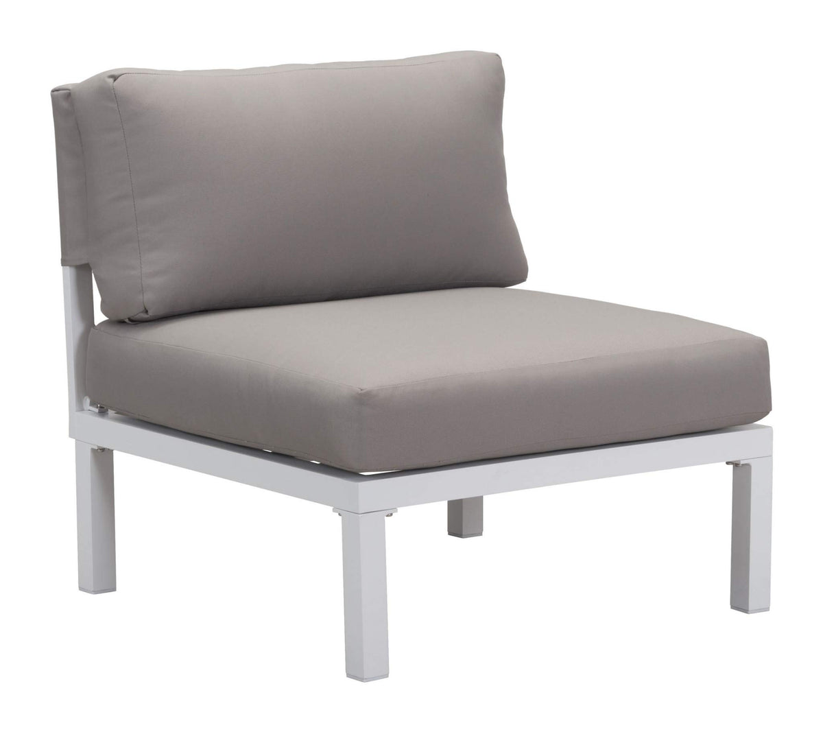 HomeRoots Sunproof Fabric, Polyresin & Powder Coated Aluminu 28' x 30.3' x 28.7' White & Gray, Sunproof Fabric, Aluminum, Armless Chair