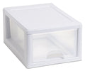 Sterilite 6 Quart Stacking Storage Drawer, Stackable Plastic Bin Drawer to Organize Shoes in Home Closet, White with Clear Drawe