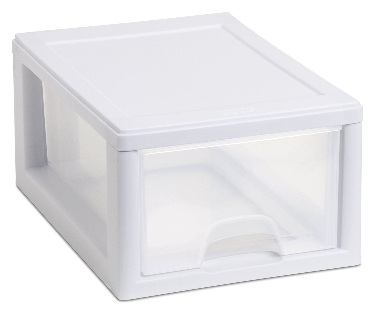 Sterilite 6 Quart Stacking Storage Drawer, Stackable Plastic Bin Drawer to Organize Shoes in Home Closet, White with Clear Drawe