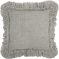 HomeRoots Grey Linen Dainty Ruffle Edged Light Gray Throw Pillow
