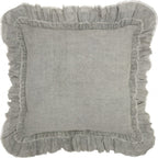 HomeRoots Grey Linen Dainty Ruffle Edged Light Gray Throw Pillow