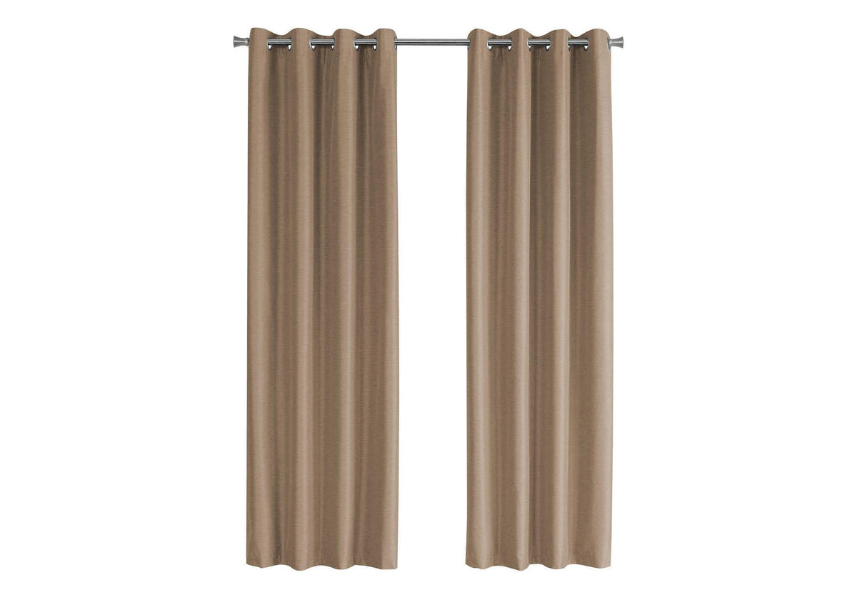 Monarch Specialties I Curtain Panel Blackout, Textured Finish, 95&quot;H, Brown