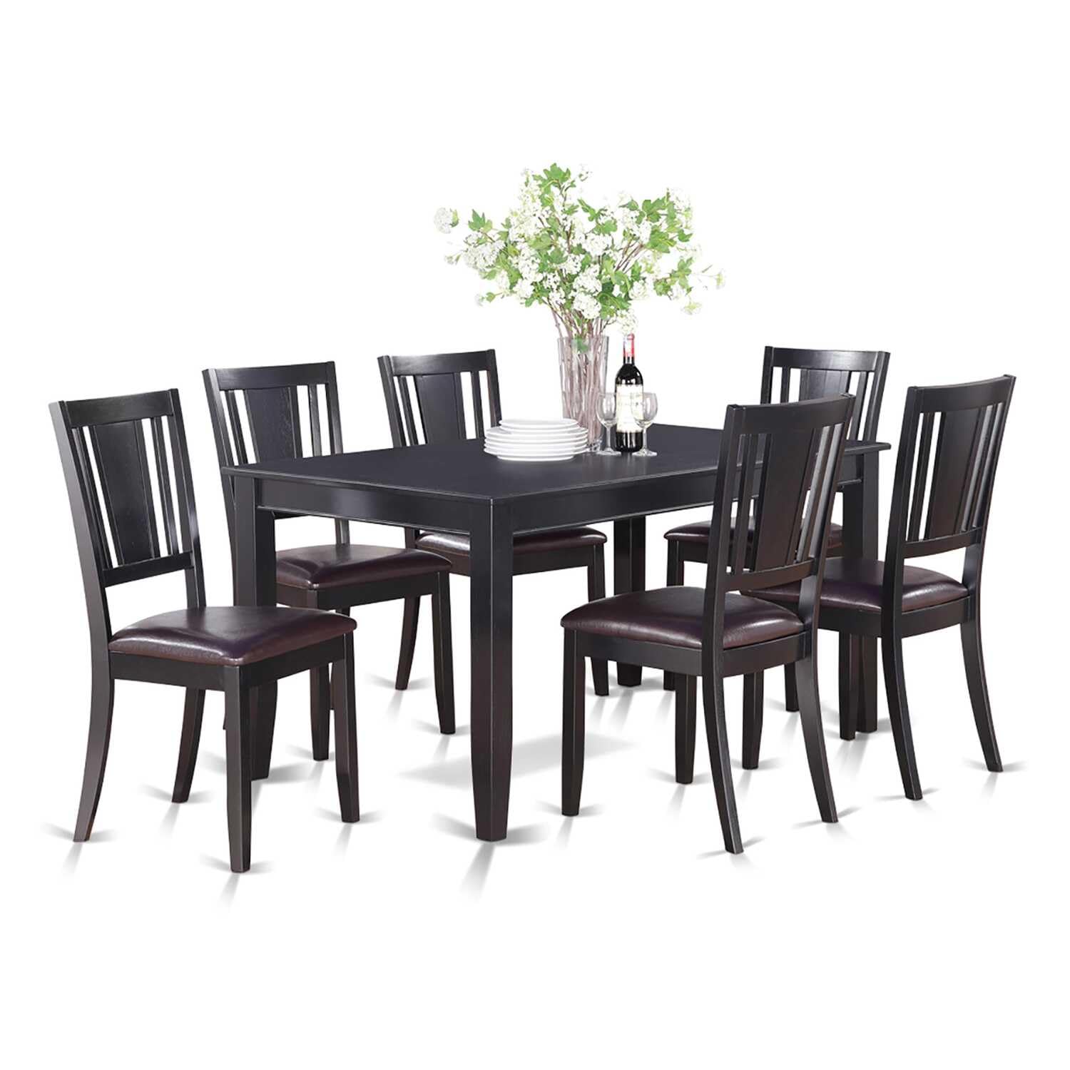 East West Furniture Dule7-Blk-Lc 7 Pc Kitchenroom Set-Dining Table And 6 Kitchen Chairs