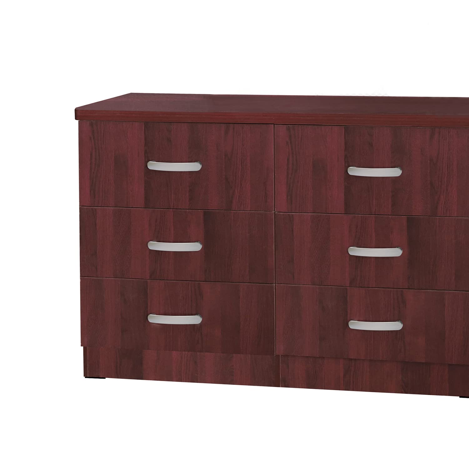 Better Home Products DD and PAM 6 Drawer Engineered Wood Dresser in Mahogany