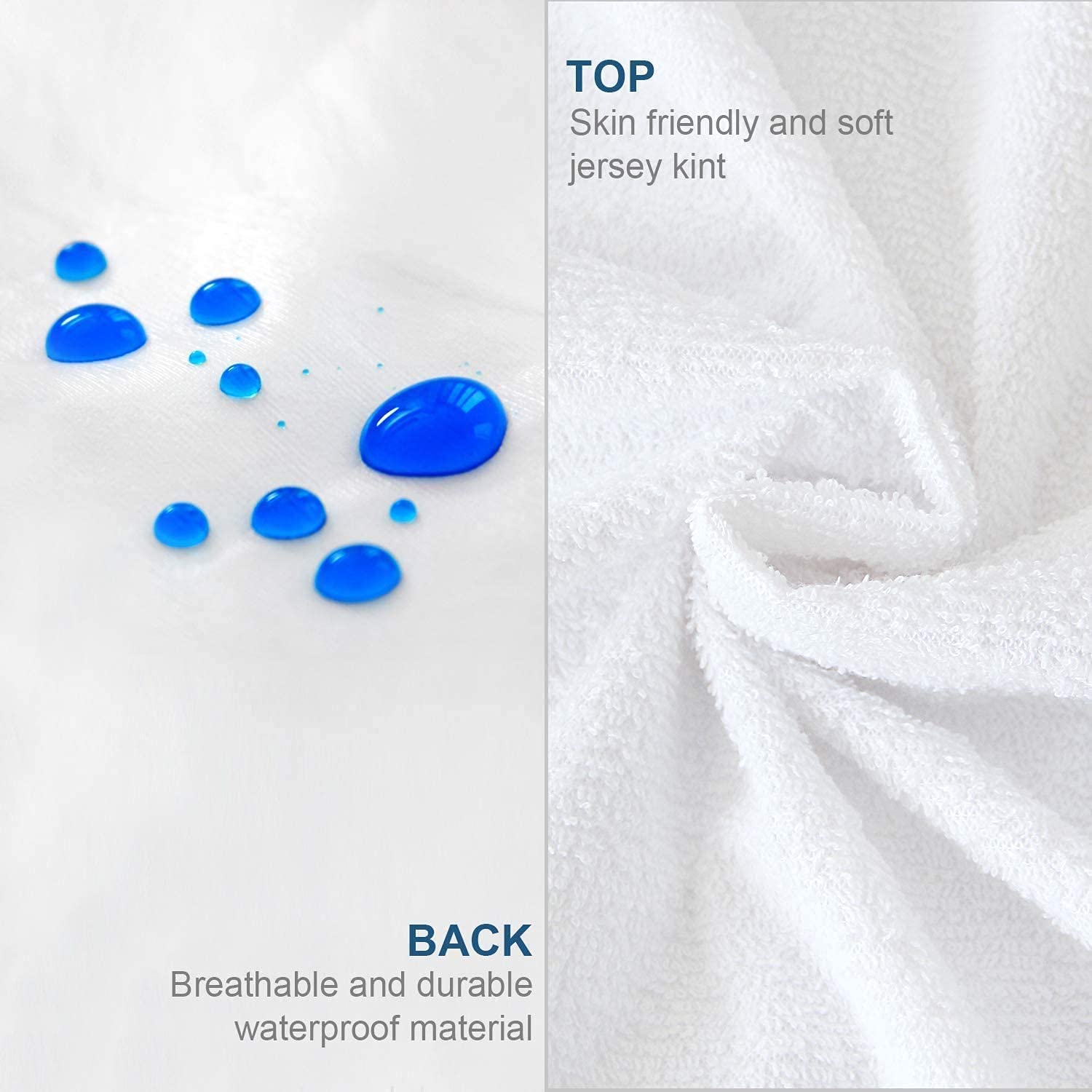 Queen Size Mattress Protector Zippered (11/12/13/14 Inchs), Ultra Soft Terry Surface, 6-Side Waterproof Mattress Protector Zippered, Durable Zipper, Noiseless, For Standard Mattress Size 60'' X 80''