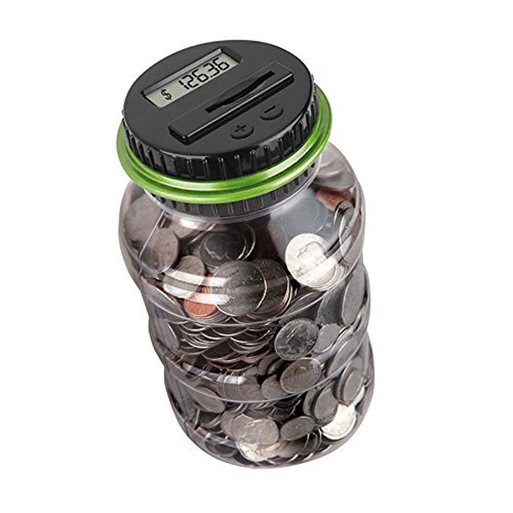Coin Piggy Bank Saving Jar, Winnsty Digital Coin Counter With Lcd Display Large Capacity Money Saving Box For All Us Coins (Gree