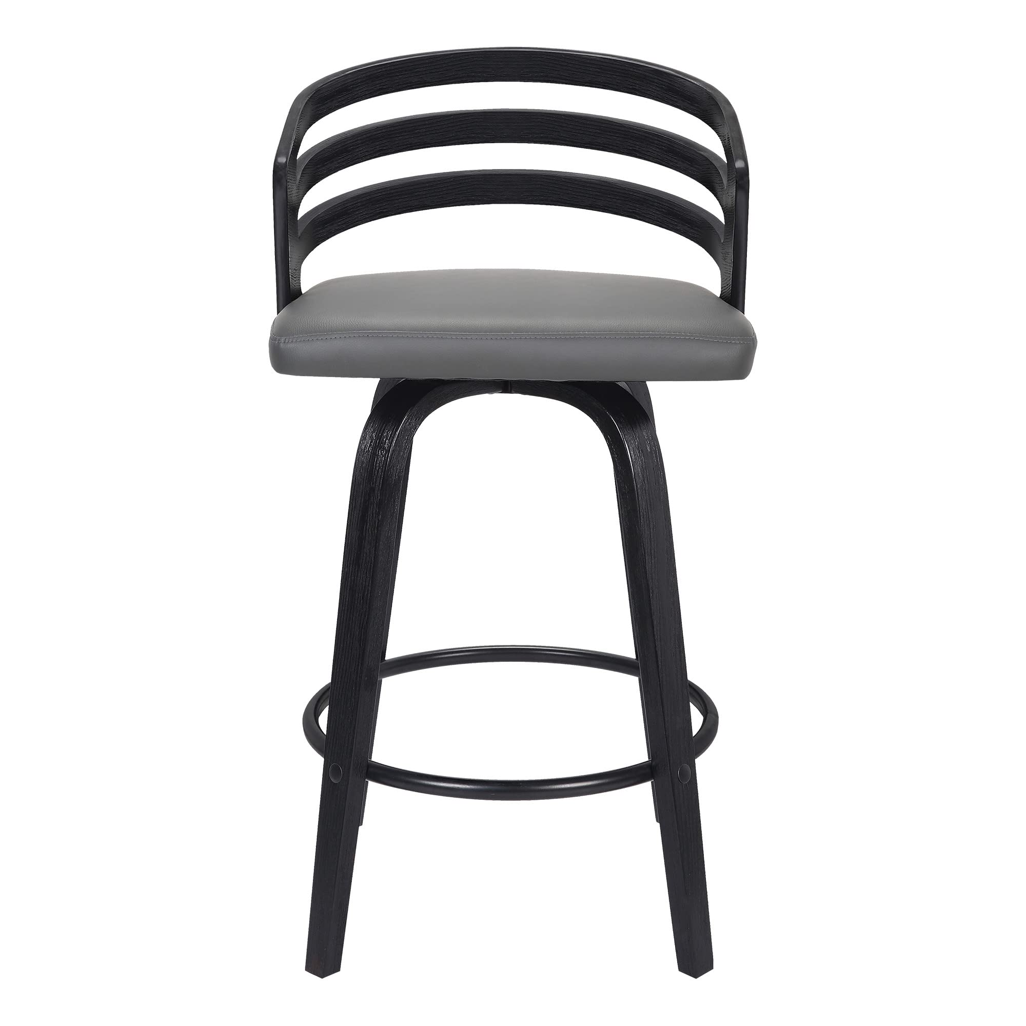 HomeRoots 30â€ Gray Modern Faux Leather Swivel Bar Stool
